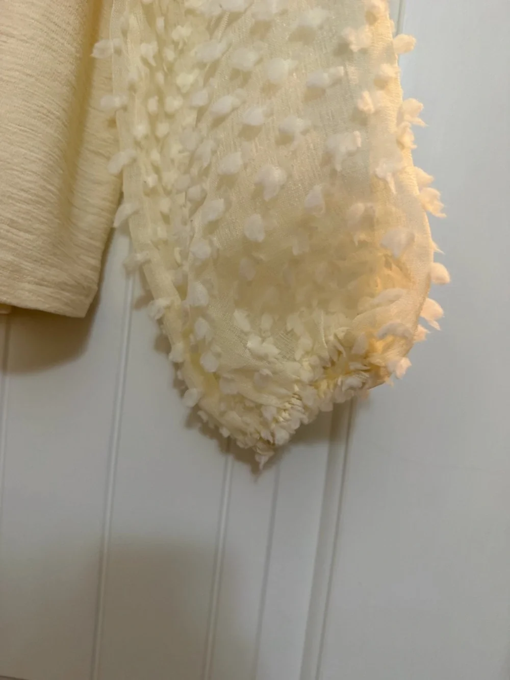 Anthropologie Maeve Cream Swiss Dot Puff Sleeve Blouse Sz Large